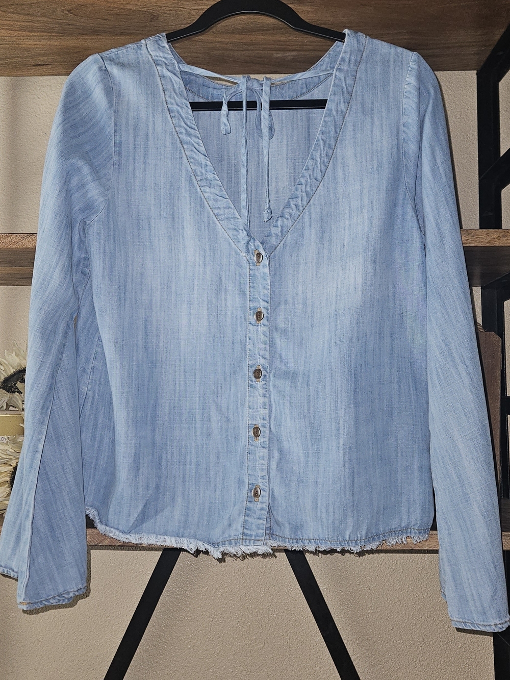 cloth & stone Light Blue Denim-Look Long Sleeve Top - Picture 2 of 6